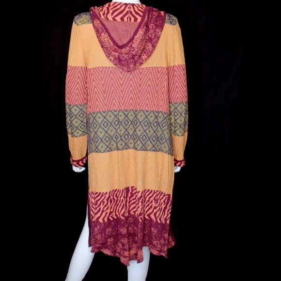 BKE Buckle Lightweight Cardigan Duster Open Sweater Hood Multicolor Womens Small - Picture 3 of 5